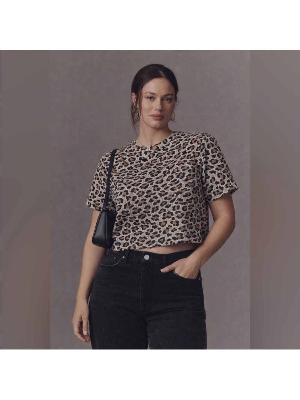 Maeve Anthropologie Knit Boxy Tee Leopard Print Top XL